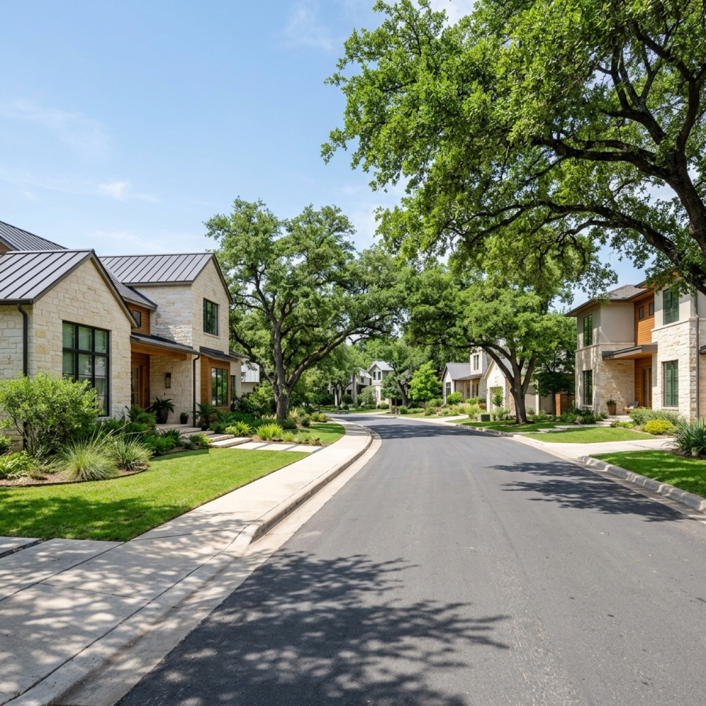 Aerial view of a residential neighborhood in Central Texas